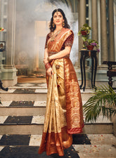 Kavvya Soft & Lightweight Maroon Weaving Silk Saree - KAVVYA